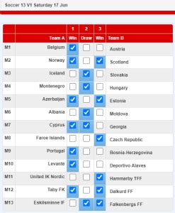 soccer 13 betting and calculation.